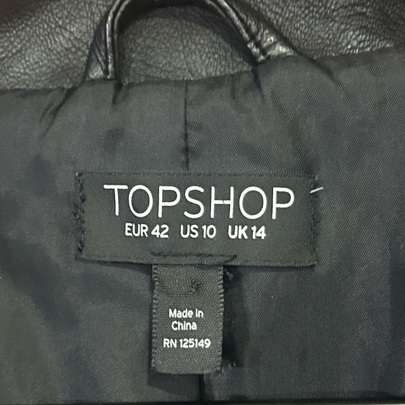 Topshop Rosa Biker Jacket Black Size 10 - Picture 12 of 15